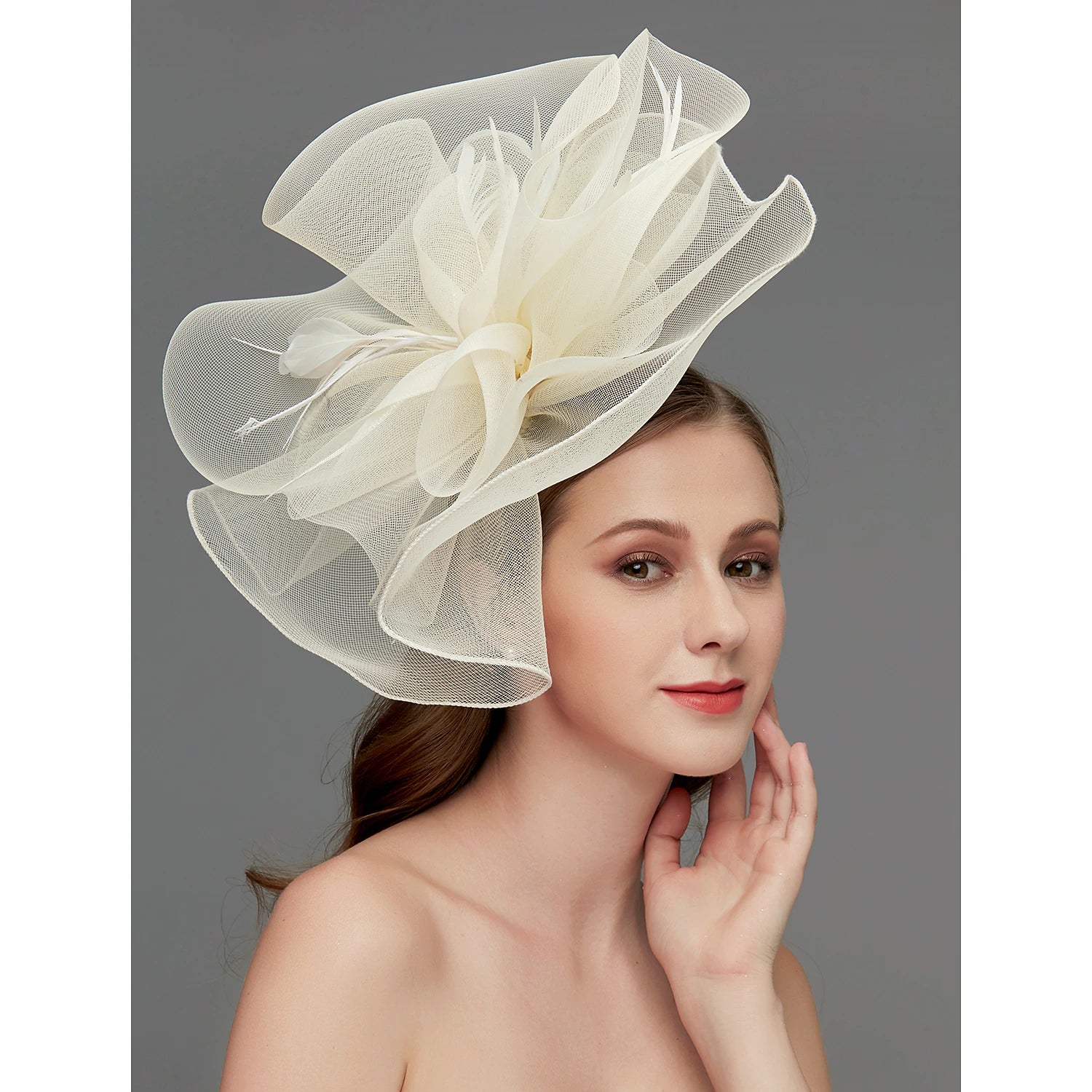 Wholesale Net Fascinators / Headdress / Headpiece with Feather / Flower / Trim 1 PC Wedding / Special Occasion / Tea Party Headpiece